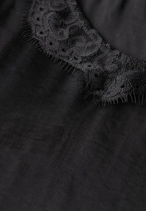 Satin-Blusentop Black