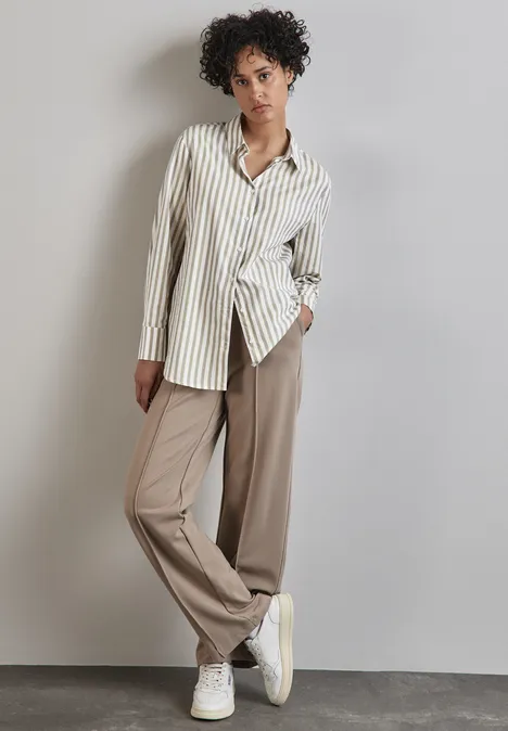 Gestreifte Hemdbluse breezy beige