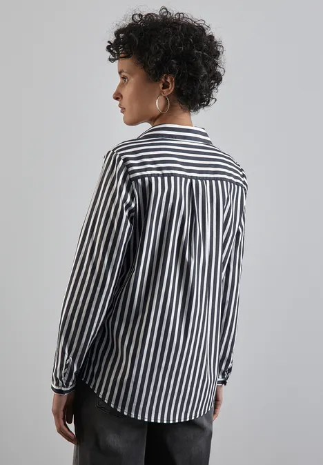 Gestreifte Business-Bluse Black