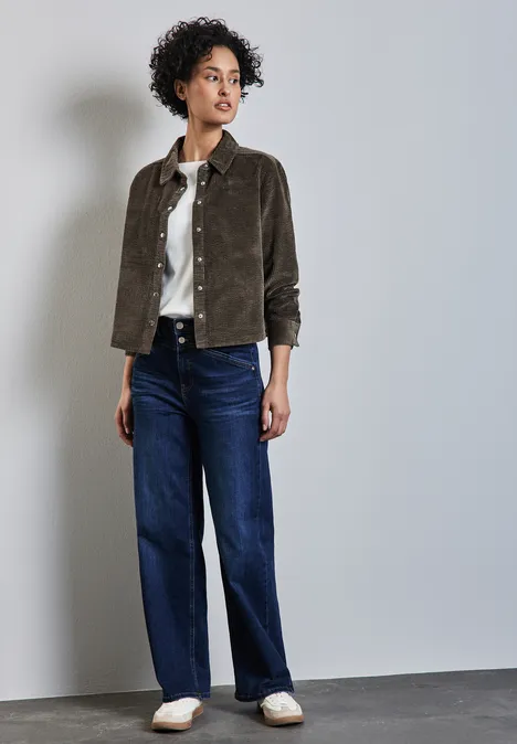Cordbluse mit Knopfleiste muddy brown