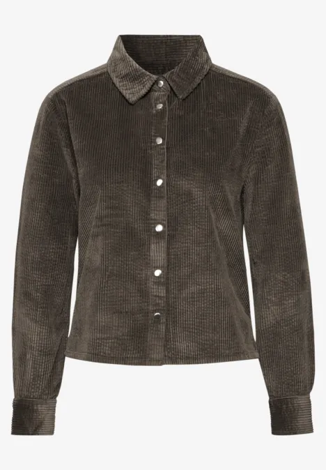 Cordbluse mit Knopfleiste muddy brown