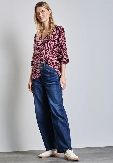 Bedruckte Bluse mulberry red