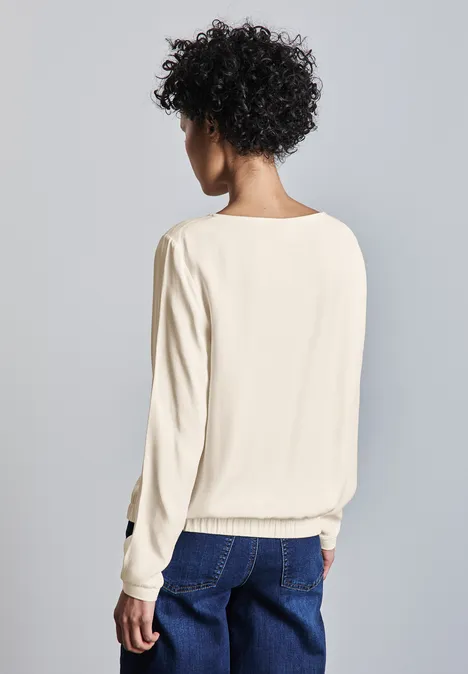 Bluse mit gerafftem Saum lucid white