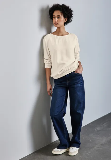 Bluse mit gerafftem Saum lucid white