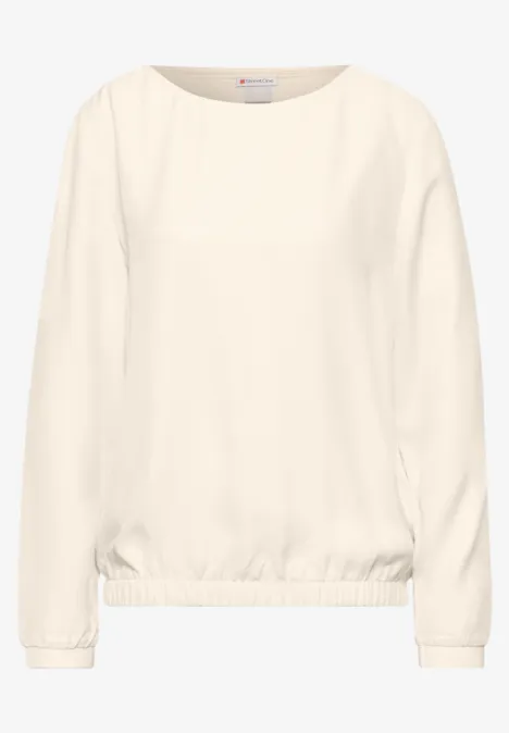 Bluse mit gerafftem Saum lucid white