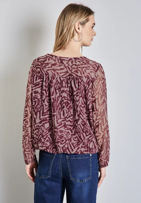 Chiffon-Bluse mit Raffung mulberry red