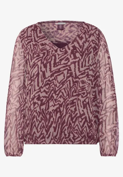 Chiffon-Bluse mit Raffung mulberry red