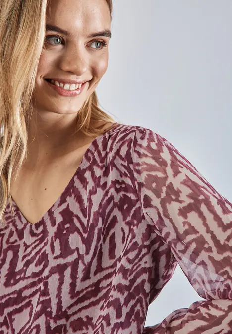 Chiffon-Bluse mit Raffung mulberry red