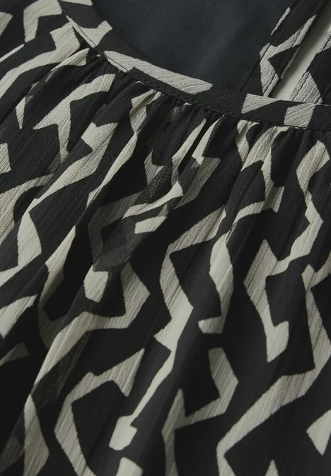 Chiffon-Bluse mit Print Black
