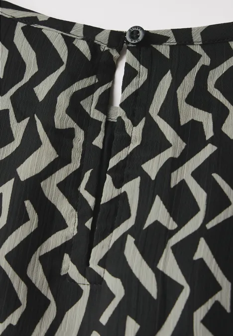 Chiffon-Bluse mit Print Black