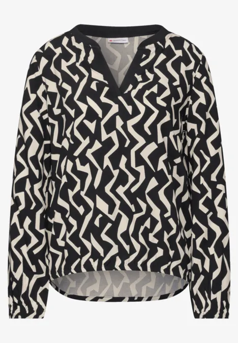 Gemusterte Bluse Black