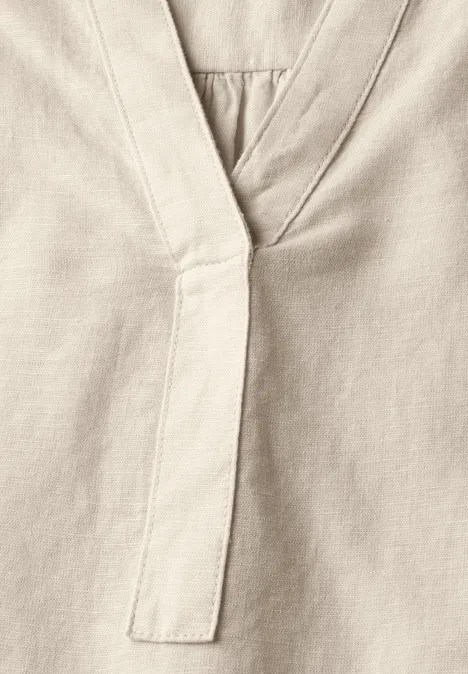 Leinenmix-Bluse in Unifarbe moonstone sand