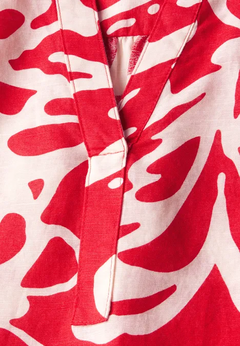 Gemusterte Leinenmix-Bluse glory red