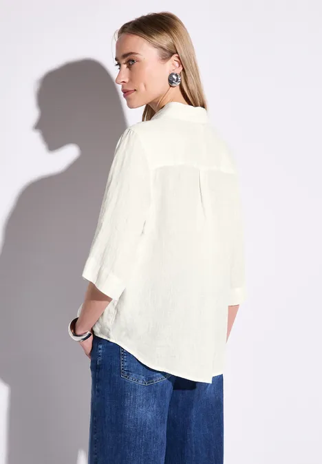 Leinen-Hemdbluse off white