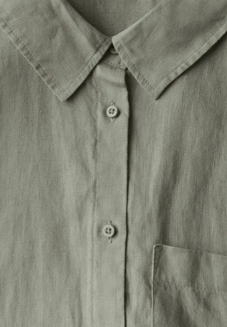 Leinen-Hemdbluse pale mud green