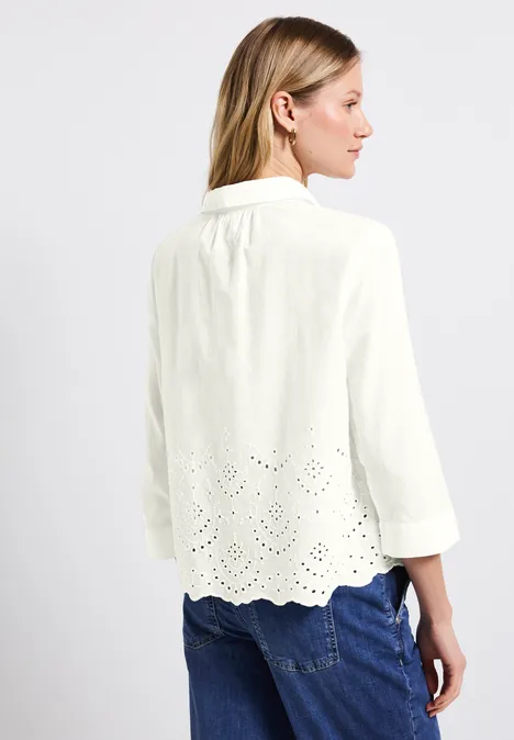 Hemdbluse mit Stickerei off white