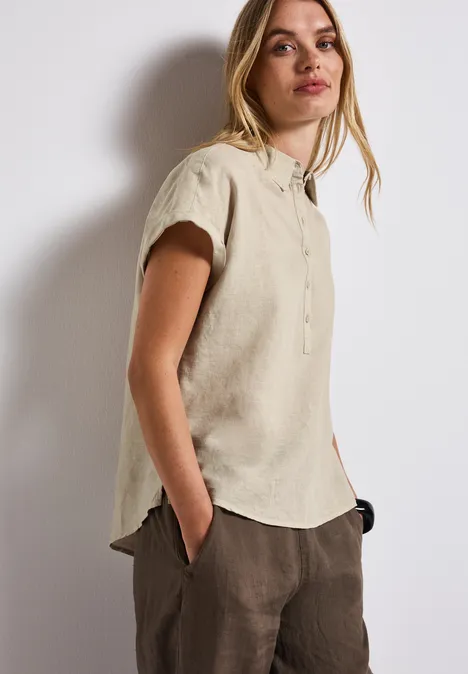 Leinenmix Hemdbluse moonstone sand