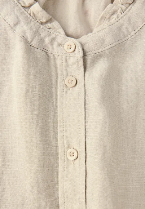 Leinenmix Bluse mit Rüschen moonstone sand