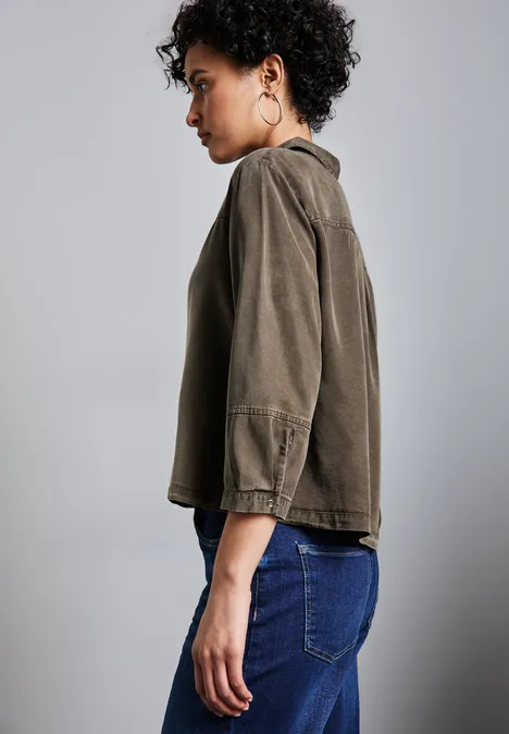 Bluse im Washed-Look muddy brown