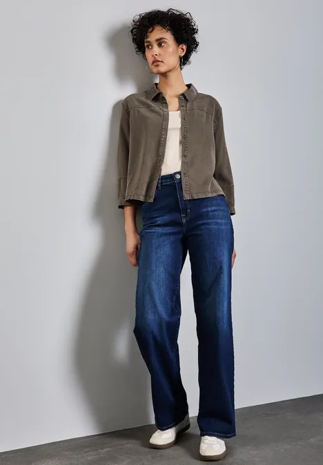 Bluse im Washed-Look muddy brown