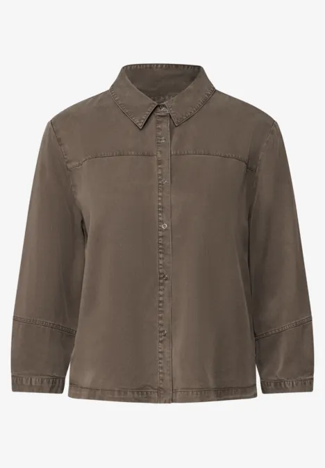 Bluse im Washed-Look muddy brown