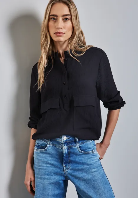 Crinkle-Struktur Overshirt deep tint blue