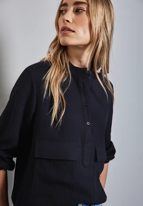 Crinkle-Struktur Overshirt deep tint blue