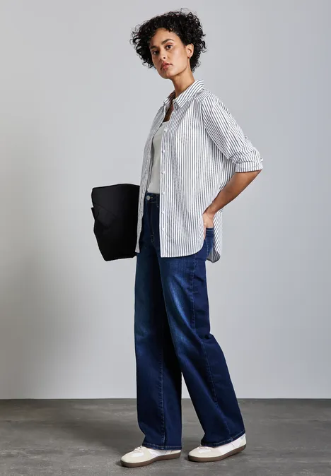 Gestreifte Business Bluse White
