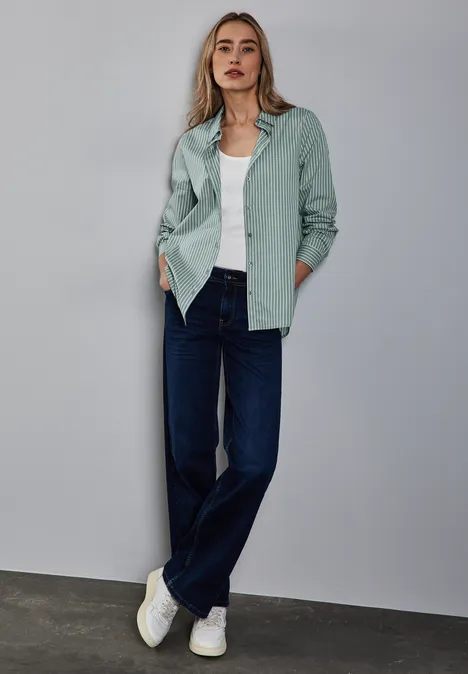 Gestreifte Business Bluse seafoam green