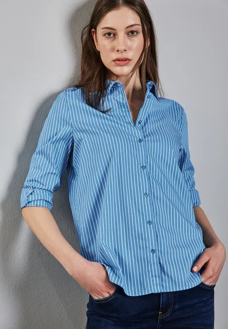 Gestreifte Business Bluse silver lake blue
