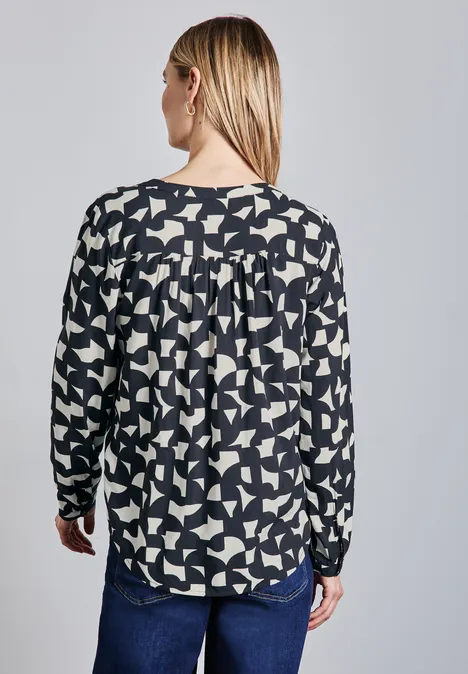 Gemusterte Bluse deep tint blue