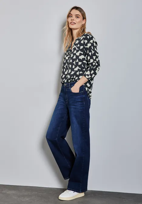 Gemusterte Bluse deep tint blue