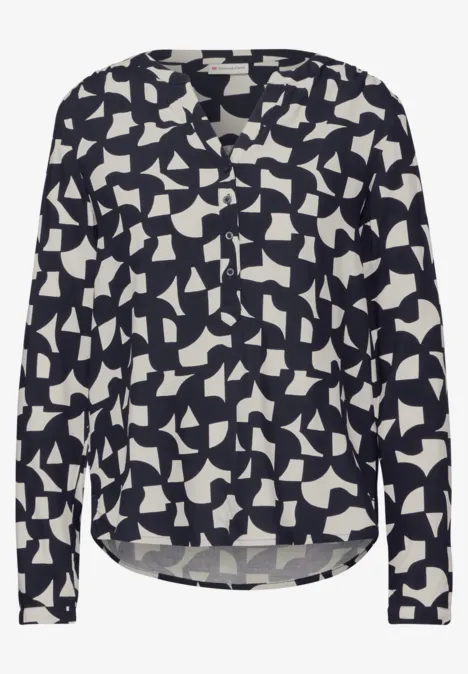 Gemusterte Bluse deep tint blue