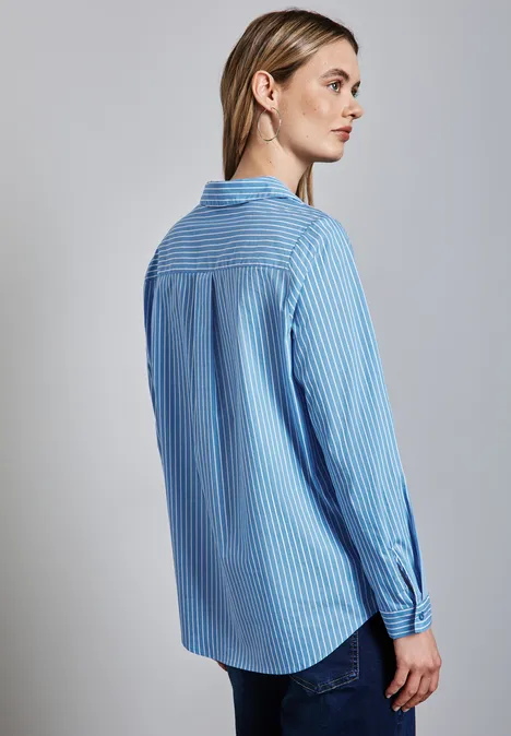 Lange Business-Bluse silver lake blue