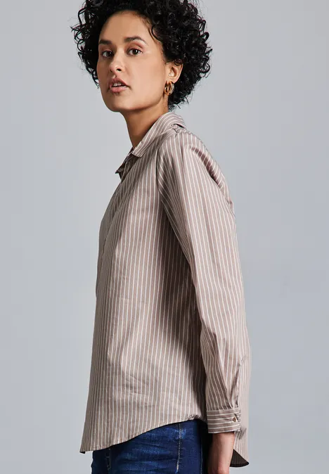 Lange Business-Bluse light mocha beige