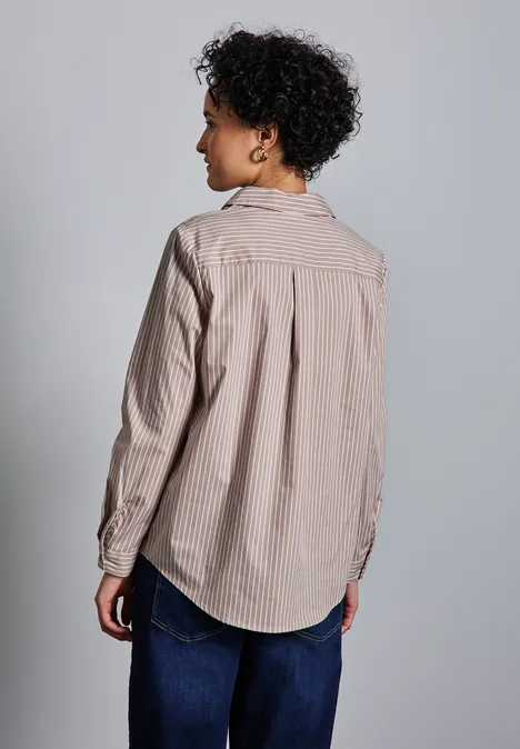 Lange Business-Bluse light mocha beige