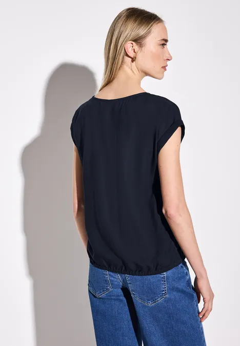 Bluse in Unifarbe deep blue