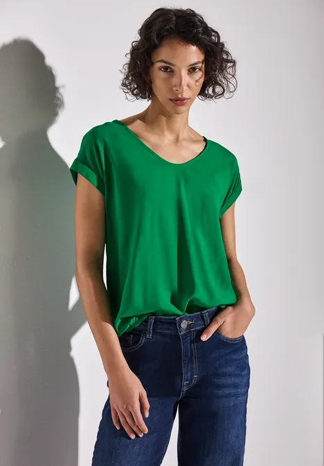 Bluse in Unifarbe glowing green