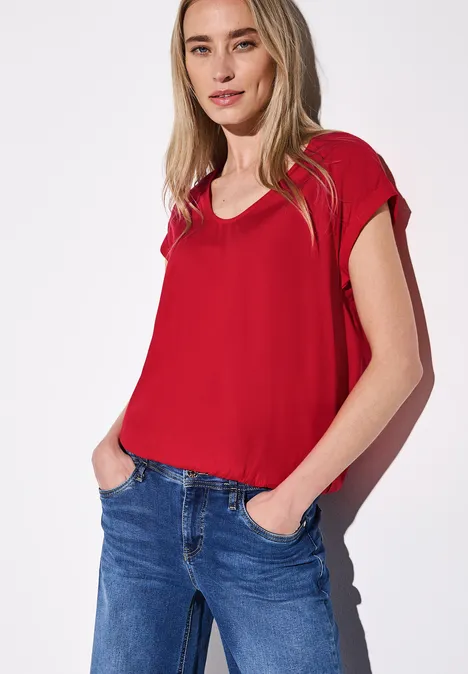Bluse in Unifarbe glory red