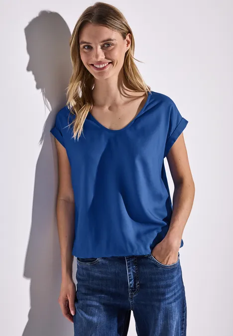 Bluse in Unifarbe dodger blue