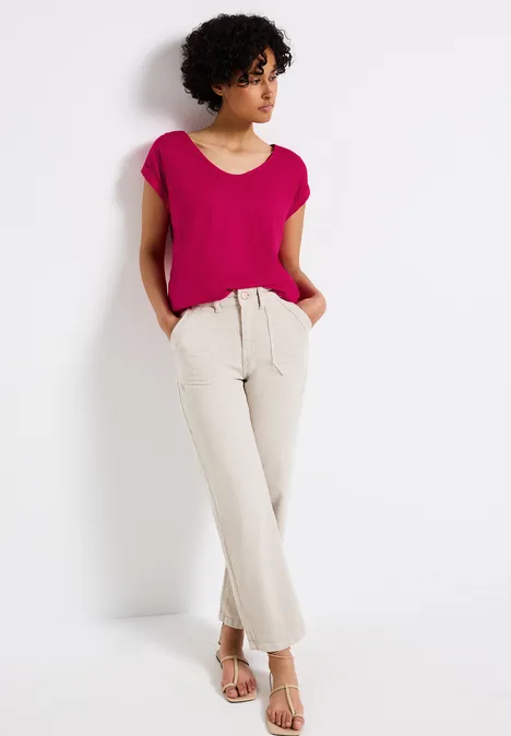 Bluse in Unifarbe juicy berry