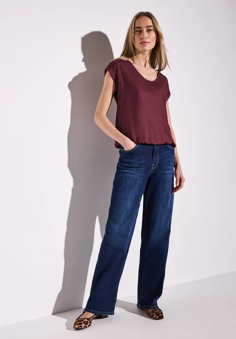 Bluse in Unifarbe dark cherry red
