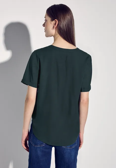 Bluse in Unifarbe hunter green