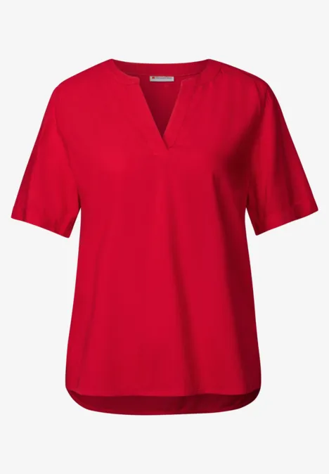 Blouse in effen kleur glory red