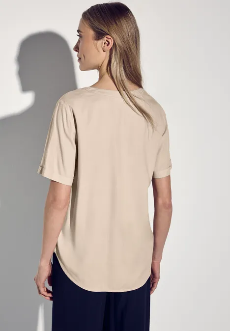 Bluse in Unifarbe cotton beige