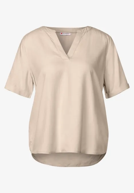 Bluse in Unifarbe cotton beige
