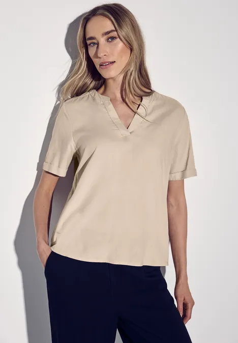Bluse in Unifarbe cotton beige