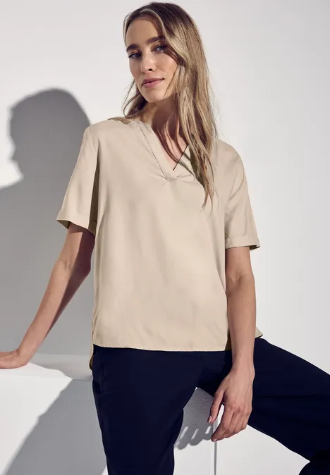 Bluse in Unifarbe cotton beige
