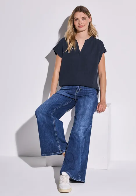 Musselin-Bluse deep blue
