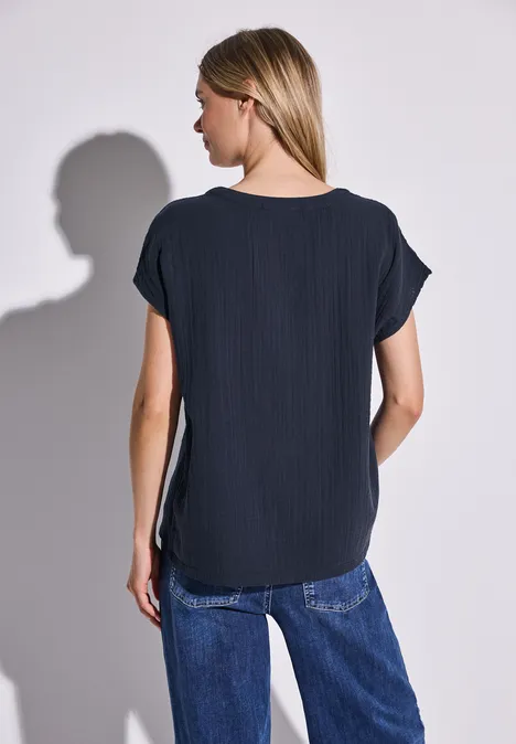 Musselin-Bluse deep blue